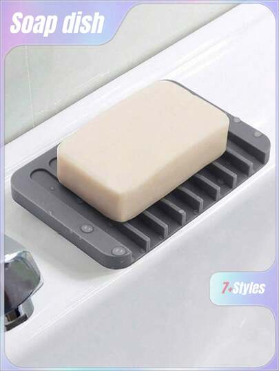 1pc Silicone Soap Holder, Creative Soap Case, Soap Dish Soap Tray Draining Soap Home Bathroom Decor Summer Back To School