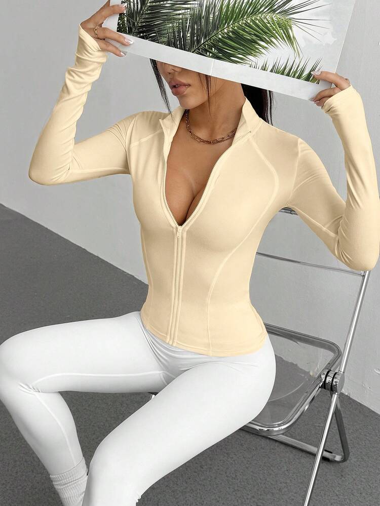 Women's Slim Fit Waist Drawstring Casual Sports Jacket