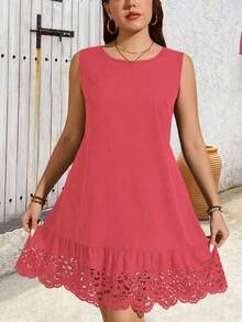 EMERY ROSE Vestido de mujer de talla grande sin mangas con cuello redondo y estampado - Rosa coral - Ver 3