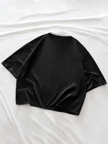 AXEPEAK Men's Fashionable Casual College Style Printed Polo Shirt - Black and White - View 2