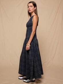 COUREZ 露背格纹吊带长裙 / Y2K 春季女装 可爱夏季连衣裙 长裙 约会之夜 情人节外出穿搭 - 彩色 - 查看 4