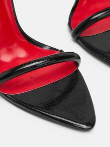 Glitzique 女士时尚尖头黑色装饰透明迷人派对高跟凉鞋，适合户外穿着 - 黑色 - 查看 9