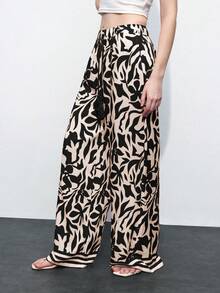 Maija 2026 春夏花卉印花流蘇裝飾長褲，適合節慶穿著 - 黑色 - 查看 2