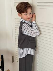 DAZY Toddler Boys' Minimalist Daily Wear Gentleman Suit - Dark Grey - View 6
