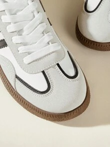 CUCCOO EASI 2026 New Spring Women Retro Versatile Casual Sports Shoes, Flat Bottom Sneakers - White gray pu - View 4