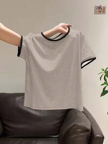 Women's Casual Round Neck Daily Commute Short Sleeve T-Shirt - Multicolor - View 3