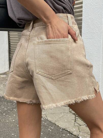 DAZY Raw Hem Wide Leg Denim Shorts, Mom Shorts