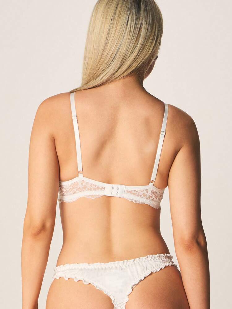 MISSGUIDED Lettuce Hem Bridal Panty Thong With Ruffle Trim And Embroidered Text Detail For Wedding Day Intimates