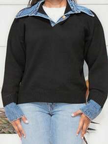 Steph T Women's Elegant Turtleneck Casual Long Sleeve Knit Sweater - Black - View 4