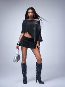 Y2Kool BiGraphic Wine Red Hollow Out Knit Cover Up, Versatile Top For Women Fall Winter Tops Knit Tops Off Shoulder Top Off Shoulder Tops Batwing Top Off Shoulder Mesh Poncho Top Off Shoulder Shirts Casual Women Fall Clothes Concert Outfits For Women Sexy Outfit Women Fall Clothes Women Fall Clothes Graphic Tops - Silver - View 6