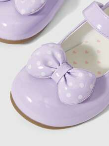ROMWE Kawaii Sapatilhas Femininas Transparentes Com Laço Decorativo, Estilo Mary Jane, Modelo Slip-On, Com Sola Macia, Ideais Para Saias E Vestidos. - Cor sólida roxa + laço de bolinhas. - Ver 5