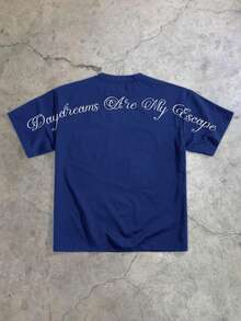 StoneGrade OEM Digital Full Print Loose Shoulder T-Shirt (High Quality) - Navy Blue - View 1