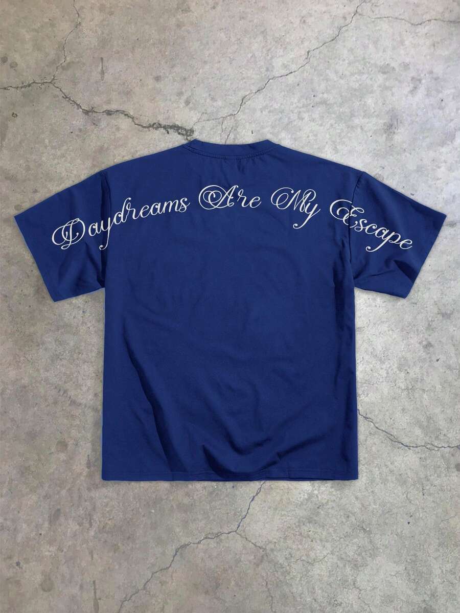 StoneGrade OEM Digital Full Print Loose Shoulder T-Shirt (High Quality) - Navy Blue - View 1