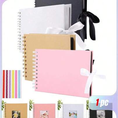 30-Page Rectangular/Square Hardcover Kraft Paper Scrapbook Album, Suitable For Weddings, Anniversaries, Parties, Home Use, Comes With 2 Sticker Sheets