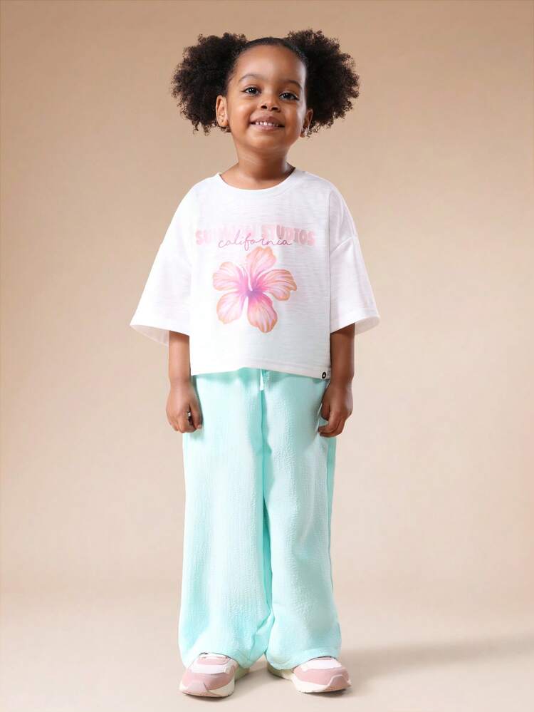 Graphic T-Shirt And Wide Leg Pants Set
