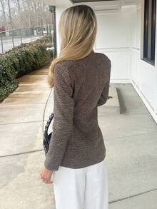 Sydney Algeri Business Style Lapel Long Sleeve Plaid Double-Breasted Blazer Jacket  Fall Cloth For Women - Multicolor - View 2