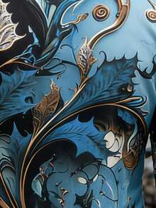 Manfinity AFTRDRK Men's Retro Floral Patterns Print Long Sleeve Shirt For Spring And Fall, Casual Comfy Shirt As Gift - Multicolor - View 4