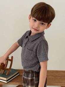 DAZY Young Boys Casual Short Sleeve Button-Up Polo Shirt - Grey - View 6