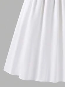 SHEIN Girls' White Woven Pleated Skirt, Unique Texture, Delicate Details, Flowing Pleats, Showcasing Sweet Elegant, Essential For Outings - White - View 3