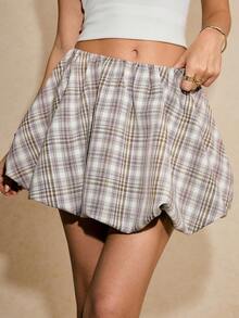 Poéselle Women's Plaid Casual Versatile Date & Outing Mini Skirt - Multicolor - View 9