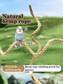 1pc Parrot Sisal Rope Climbing Toy With Suction Cup, Bendable Bird Perch Chew Toy For Cage Decor, Suitable For Parrots All Season - Multicolor - View 2