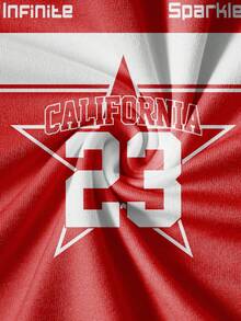 Aesthetic Post 加州23星图案运动圆领T恤，复古街头风经典红色圆领休闲运动T恤（男士款） - 彩色 - 查看 4