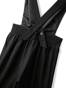 GlowEve CURVE Elegant Black Deep V Neck Sleeveless Plus Size Jumpsuit With Zipper And Metal Buckle Details Long Woven Fabric - Black - View 9