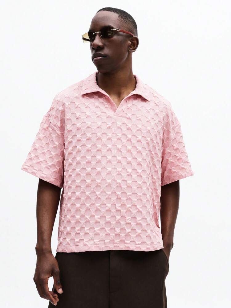 Polo à motif nid d'abeille texturé