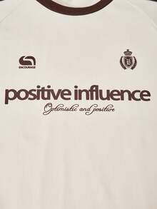 SHEIN Girls' Casual Fashion Raglan Sleeve T-Shirt With Contrast Stripes & Logo, Paired With Loose Fit Cargo Pants, 2 Pieces Set, Spring/Summer - Multicolor - View 6