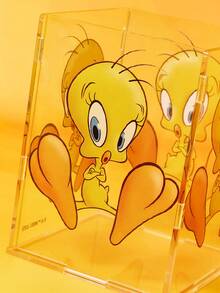 LOONEY TUNES X SHEIN Cartoon Yellow Chicken Pattern Acrylic Storage Box - Multicolor - View 3