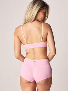 Missguided x Playboy Bộ áo ngực và quần đùi thêu chữ với đường viền tương phản, đồ lót thoải mái hàng ngày. - Nhiều màu - Xem 3