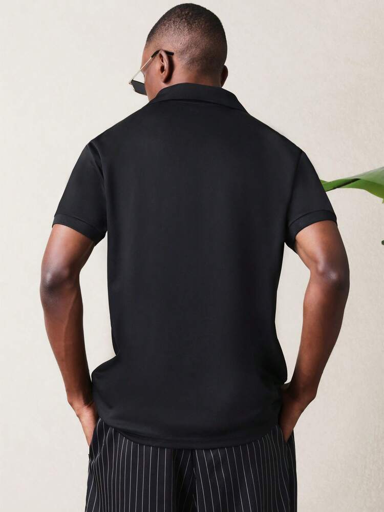 SUMWON Classic Solid Short Sleeve Collared Polo Shirt With Point Collar And Regular Fit For Casual Everyday Wear