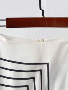 GlowEve Women's Elegant Casual Vacation Diamond Geometric Print Wrap-Style Beige A-Line Skirt - Apricot - View 3