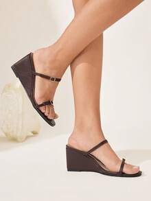 CUCCOO CHICEST Women's Buckle Design Casual Commuter Platform Sandals Elegant Shoes Wedding Shoes - Brown - View 3