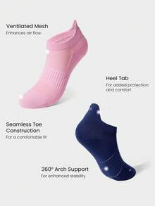 GLOWMODE 3 Pairs Arch Support Everyday Socks Gym - White+Pink Frosting+Naval Academy - View 4