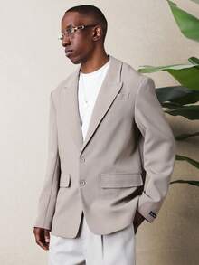 SUMWON Classic Single Breasted Notch Lapel Blazer For Business Professional Office Formal Occasions - Khaki - View 4