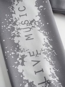 MTV | SHEIN 女士字母火焰印花连帽拉链长袖卫衣 - 灰色 - 查看 5