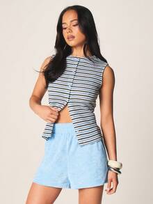 MISSGUIDED 条纹钩针背心上衣 无袖长款针织吊带衫 夏季休闲叠穿单品 - 彩色 - 查看 4