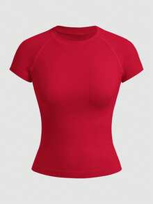 Velisys Velisys Women's Casual Solid Color Raglan Sleeve Seamless Sports T-Shirt, Summer - Multicolor - View 6