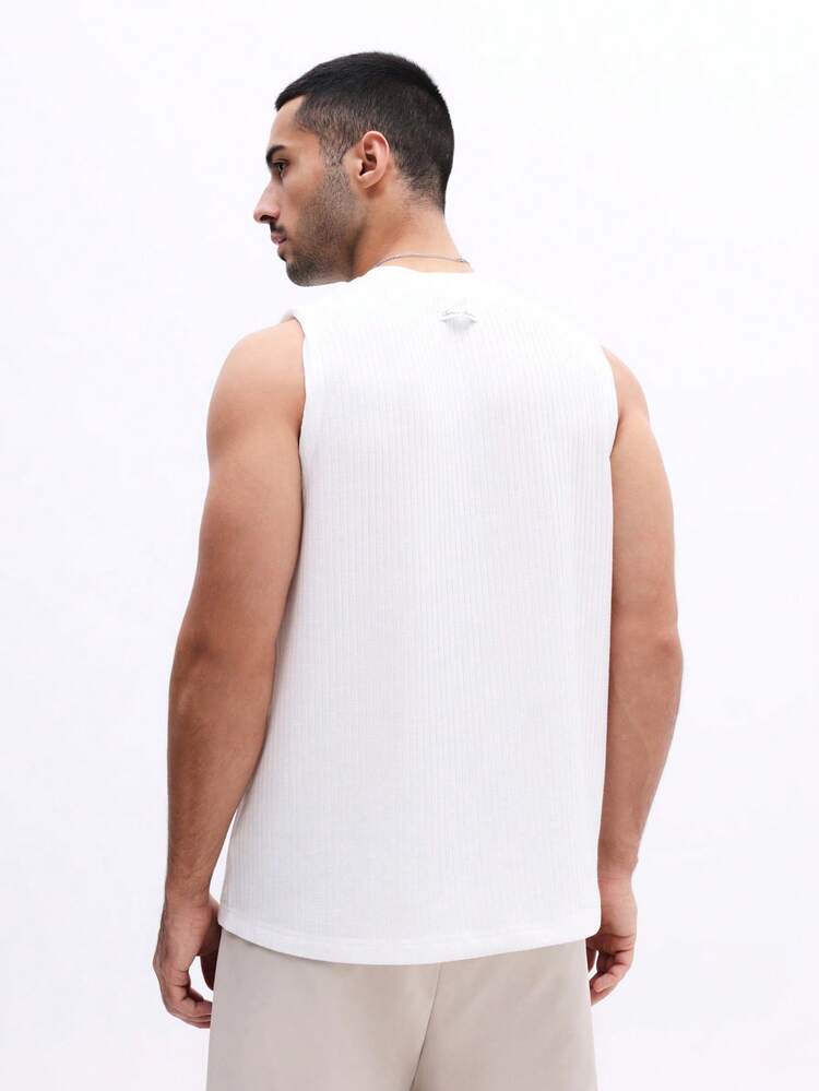 SUMWON Men Essentials Ribbed Tank Top Crew Neck Sleeveless Undershirt Basic Summer Casual Layering Piece