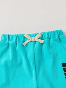 Cozy Pixies 2pcs Baby Boy Letter Print Crew Neck Sleeveless Tank Top And Shorts Set - Multicolor - View 3