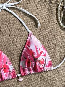 Swim Vcay Bikini de dos piezas de tela texturizada con estampado colorido para vacaciones y playa, de uso casual para mujer - Multicolor - Ver 3