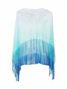 Swim Vcay Women's Gradient Mesh Sheer Beach Cover Up Swimsuit Dress, Spring/Summer/Autumn - Blue - View 2
