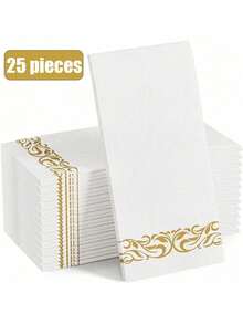 25/50/100 chiếc khăn ăn dùng một lần chất liệu giả vải lanh, khăn lau tay dùng một lần cho phòng tắm, tiệc tùng, đám cưới, bữa tối, màu vàng, 12" x 17" - Vàng - Xem 10