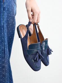 CUCCOO BIZCHIC New Summer Slip-On Loafers With Tassels, Casual Outdoor Sandals - Blue - View 1