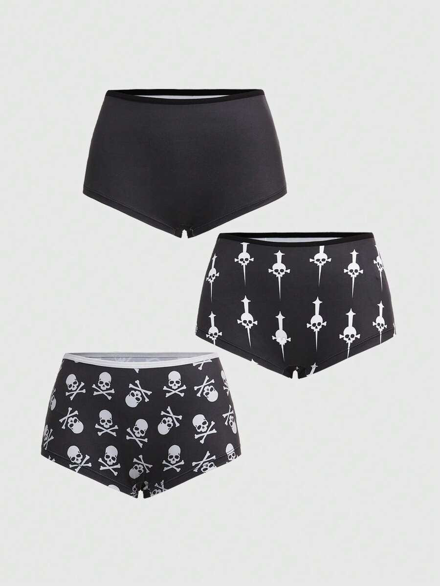 ROMWE Goth 女士哥特式骷髅十字翼三件套裤装 - 彩色 - 查看 1