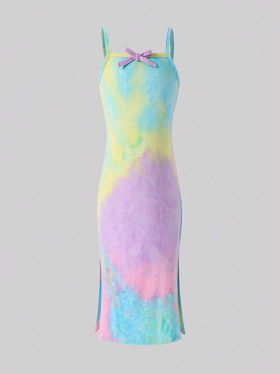 SHEIN Young Girl Tie-Dye Knit Camisole Dress - Multicolor - View 1