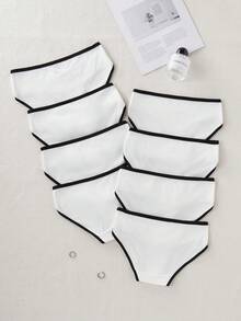 极简运动风弹力腰带少女内裤 - 白色 - 查看 2