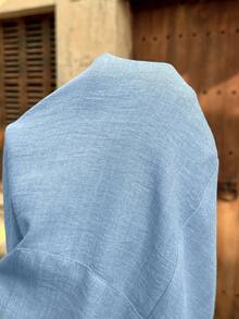 SHEIN 2pcs Maternity Vacation Outfit - Solid Color Ruffle Hem Halter Top And Adjustable Waist Pants, Casual Set Blue Two Piece Set Women Pants Two Piece Set Summer 2 Piece Sets Woman Comfortable Two Piece Set Baby Blue Two Piece - Blue - View 6