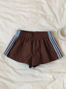 Comfortcana Quần short thể thao mùa hè cỡ lớn, phối màu, kẻ sọc, cạp chun. - màu nâu - Xem 6